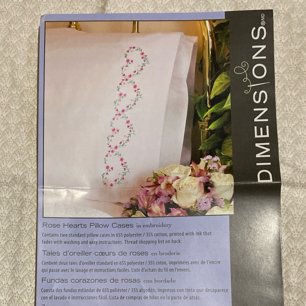 Dimensions Embroidery Pillow Cases Rose Hearts